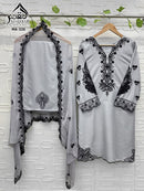 Al Qasr MA 333 D Premium Light Blue Embroidered Work  Pakistani Suit