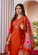 Diva 112 C Premium Orange Embroidered Work Suit