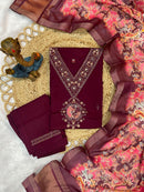 Diva 112 B Premium Wine Embroidered Work Suit