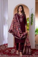 Diva 112 B Premium Wine Embroidered Work Suit