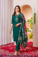 Diva 112 A Premium Teal Green Embroidered Work Suit