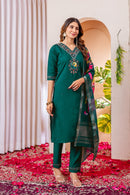 Diva 112 A Premium Teal Green Embroidered Work Suit