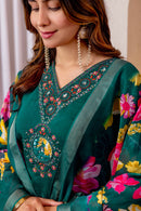 Diva 112 A Premium Teal Green Embroidered Work Suit