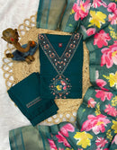 Diva 112 A Premium Teal Green Embroidered Work Suit