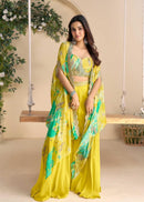 Sayuri Designer 10051 Designer Yellow Floral Indo Western
