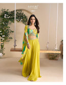 Sayuri Designer 10051 Designer Yellow Floral Indo Western