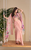 Sayuri Designer 10052 Designer Peach Floral Indo Western
