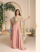 Sayuri Designer 10053 Designer Peach Floral Indo Western