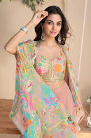 Sayuri Designer 10053 Designer Peach Floral Indo Western