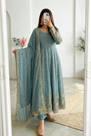 SSC 722 C Designer Heavy Embroidery Sequins Work Gown