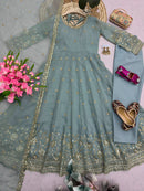 SSC 722 C Designer Heavy Embroidery Sequins Work Gown