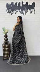 SF 2273 BLK Premium Fendy Fabric Embroidery Work Saree