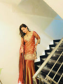 SSC 709 Designer Heavy Fandy Silk Embroidery Work Sharara Suit
