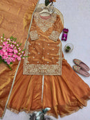SSC 709 Designer Heavy Fandy Silk Embroidery Work Sharara Suit
