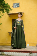 LW 9276 A Designer Multi Threaded Embroidered work Gown