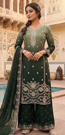 Hoor Tex HF 849 D Bottle Green Embroidered Work Pakistani Suit