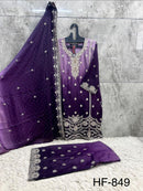 Hoor Tex HF 849 A Purple Embroidered Work Pakistani Suit