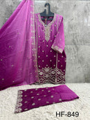 Hoor Tex HF 849 C Pink Embroidered Work Pakistani Suit