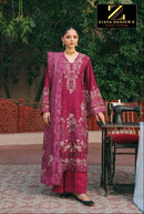 Ziaya 1132 A Pure Heavy Cambric Cotton Embroidered Work Pakistani Suit