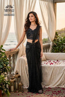 Shivali BSS8/46598 Designer Black Pre Draped Shimmer Saree