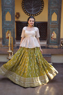 LW 7166 A Tissue Jacquard Sequins Embroidered Work Lehenga