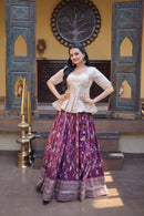 LW 7166 B Tissue Jacquard Sequins Embroidered Work Lehenga