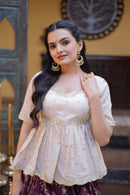 LW 7166 B Tissue Jacquard Sequins Embroidered Work Lehenga