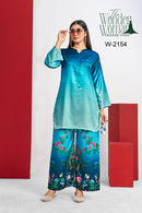 Wonder Woman W 2154 Blue Ombre Tunic & Floral Printed Suit