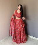 KR 112 Designer Pure Organza Printed Work Lehenga