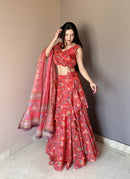 KR 112 Designer Pure Organza Printed Work Lehenga