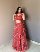 KR 112 Designer Pure Organza Printed Work Lehenga