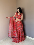 KR 112 Designer Pure Organza Printed Work Lehenga