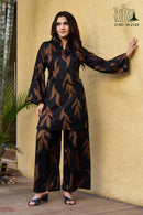 Wonder Woman W 2124 Black & Brown Leaf Print Co Ord Set