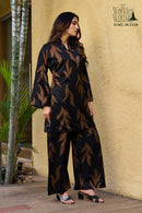 Wonder Woman W 2124 Black & Brown Leaf Print Co Ord Set