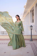 KA 1229 A Designer Zari Sequins Embroidered Work Sharara