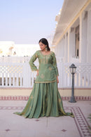 KA 1229 A Designer Zari Sequins Embroidered Work Sharara