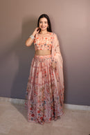 KR 108 Pure Organza Floral Digital Printed Lehenga