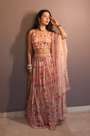 KR 108 Pure Organza Floral Digital Printed Lehenga