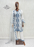 Al Sakab 1711 B Organza Heavy Embroidered Cutwork Pakistani Suit