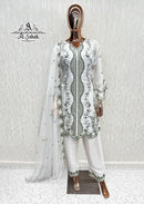 Al Sakab 1711 C Organza Heavy Embroidered Cutwork Pakistani Suit