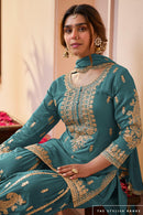 Gulkayra 7656 B Designer Real Chinon Embroidered Work Sharara Suit