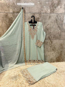 Hoor Tex HF 380 C Hevy Georgette Embroidered Work Pakistani Suit