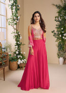 Sayuri Designer 10045 Pink Chinon Silk Indo Western Set