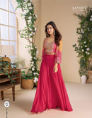 Sayuri Designer 10045 Pink Chinon Silk Indo Western Set