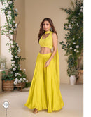 Sayuri Designer 10047 Yellow Chinon Silk Indo Western Set