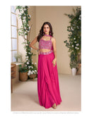 Sayuri Designer 10049 Magenta Chinon Silk Indo Western Set