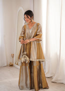 LW 9330 Designer Two Tone Tissue Fabric Coding Embroidered Work Sharara Suit