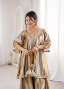 LW 9330 Designer Two Tone Tissue Fabric Coding Embroidered Work Sharara Suit
