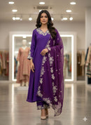 LG 2053 Premium Roman Silk Embroidery Work Suit
