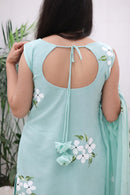 KR 119 Mint Green Hand-Painted Sharara Suit